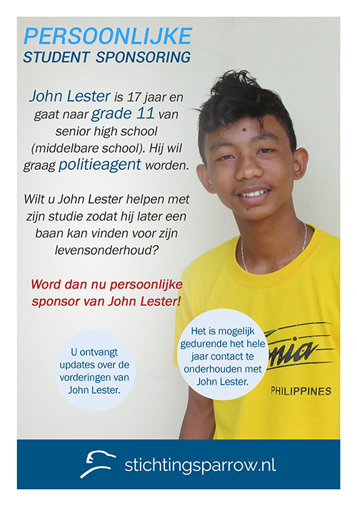John Lester - Persoonlijke sponsoring stichting Sparrow