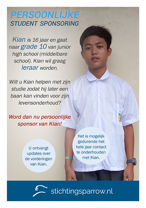 Kian - Persoonlijke sponsoring stichting Sparrow