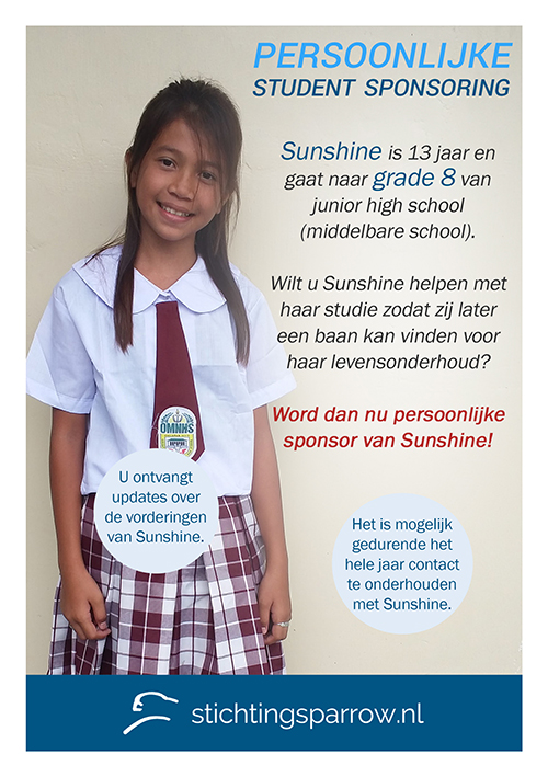 Sunshine - Persoonlijke sponsoring stichting Sparrow