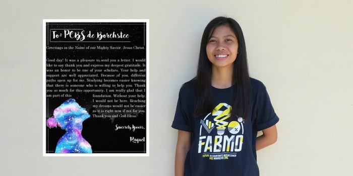 Brief Raquel bedankt stichting Sparrow