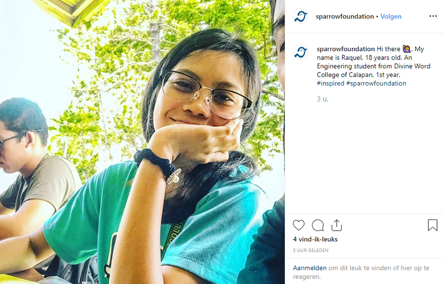 Instagram Raquel stichting Sparrow