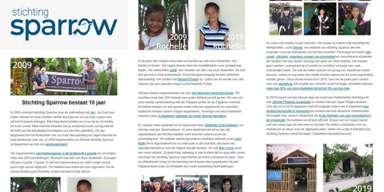 Nieuwsbrief 2019 - 4 stichting Sparrow bestaat 10 jaar