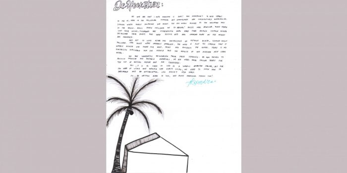 Brief Alexandra over de typhoon stichting Sparrow